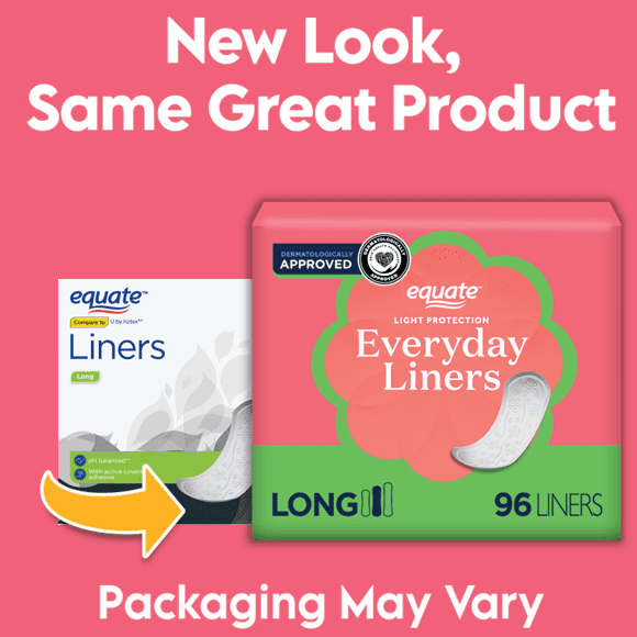 (2 pack) Equate Light Protection Everyday Panty Liners, Long Length, Unscented, Compare to U by Kotex (96 Count)