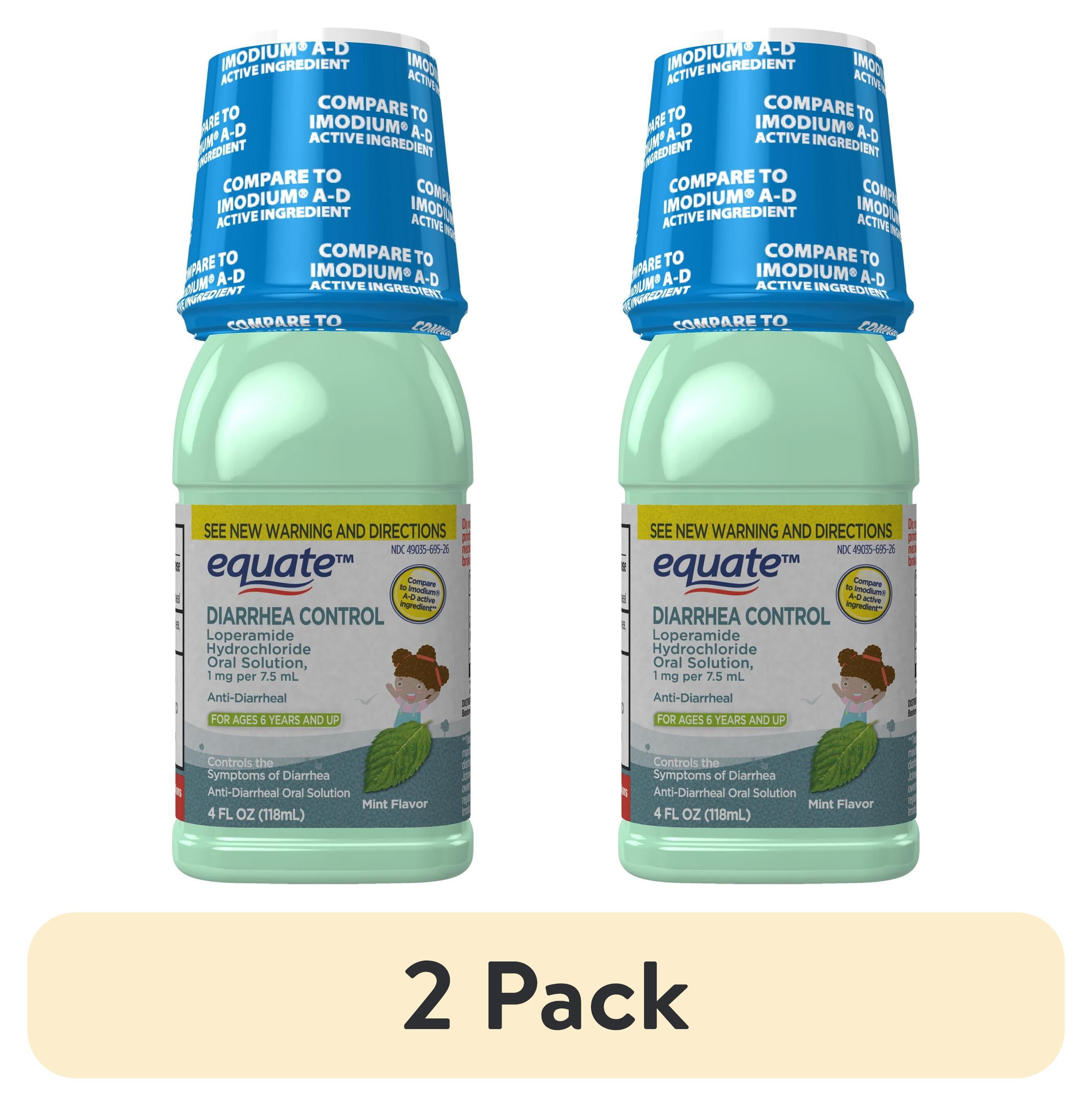 (2 pack) Equate Children's Diarrhea Control Loperamide Hydrochloride Oral Solution, 1 mg, Mint Flavor, Ages 6 Years and Up, 4 fl oz, Compare to Immodium A-D Active Ingredient