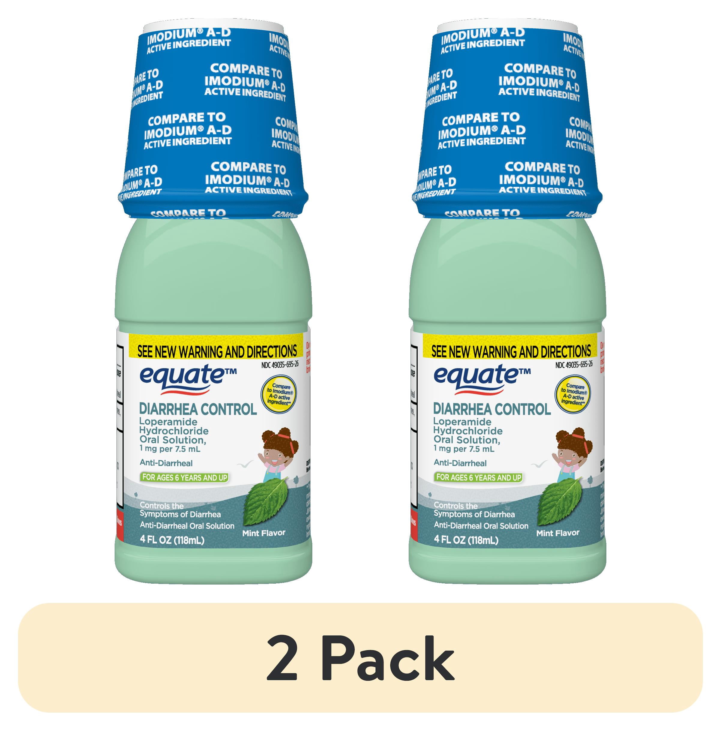 (2 pack) Equate Loperamide Hydrochloride Anti-Diarrheal Oral Solution, 1 mg, 4 fl oz