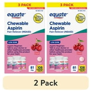 (2 pack) Equate Low Dose Aspirin Chewable Tablets, 81 mg , Cherry Flavor, 108 Count (3x36 Count), Compare to Bayer® Chewable Aspirin Active Ingredient
