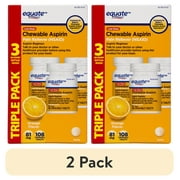 (2 pack) Equate Low Dose Aspirin Chewable Tablets, 81 mg , Orange Flavor, 108 Count (3x36 Count), Compare to Bayer® Chewable Aspirin Active Ingredient