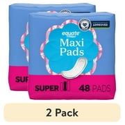 (2 pack) Equate Maxi Pads, Super Absorbency, Size 2, 48 Count