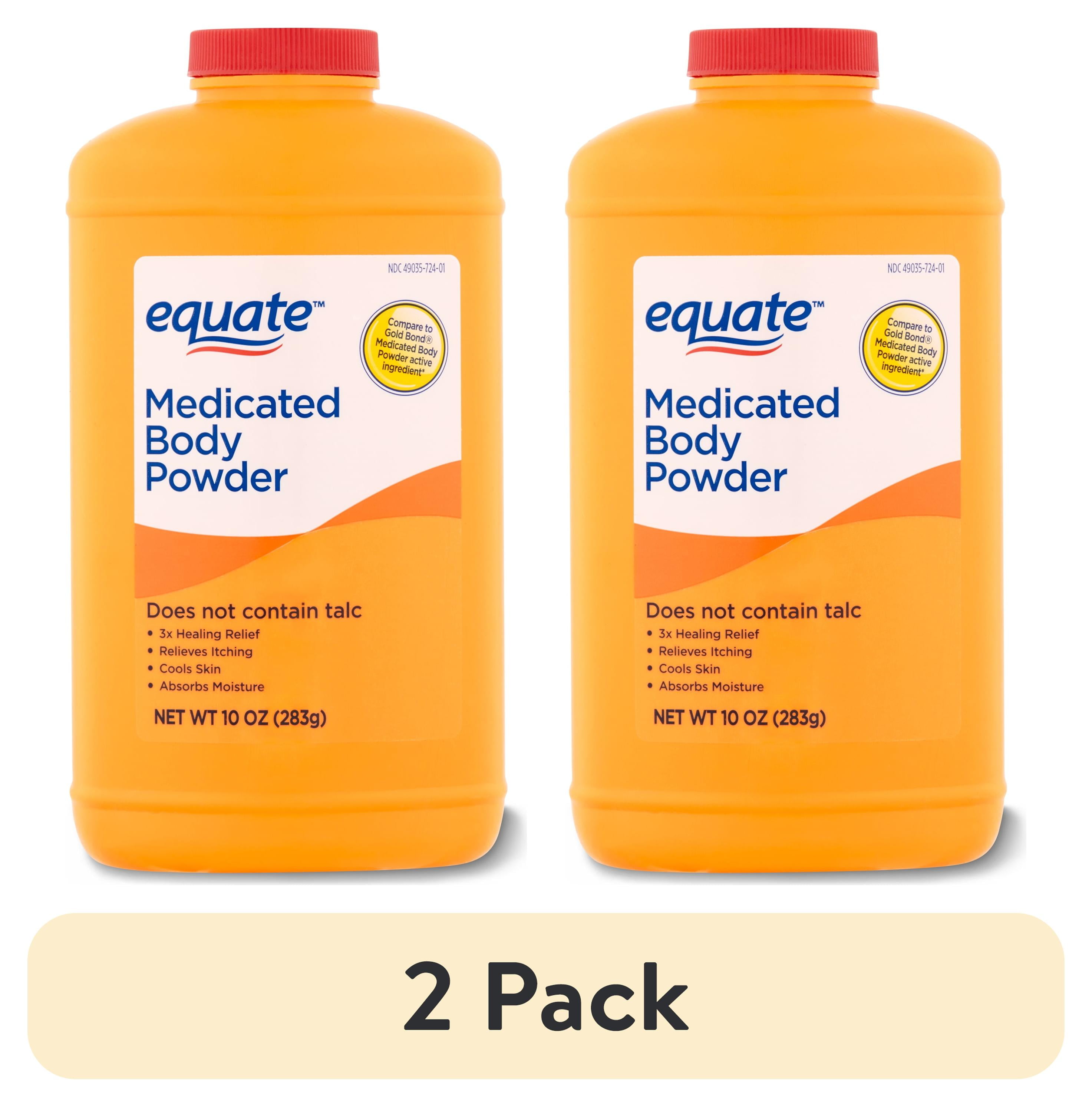 (2 pack) Equate Medicated Body Powder, Unscented, 10 oz, Compare to Gold Bond Medicated Body Powder Active Ingredient