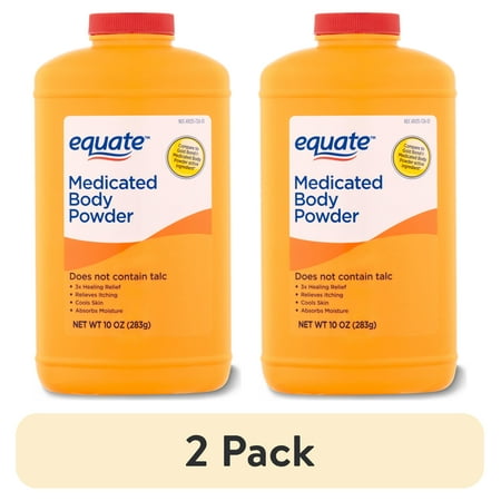 (2 pack) Equate Medicated Body Powder, Unscented, 10 oz, Compare to Gold Bond® Medicated Body Powder Active Ingredient