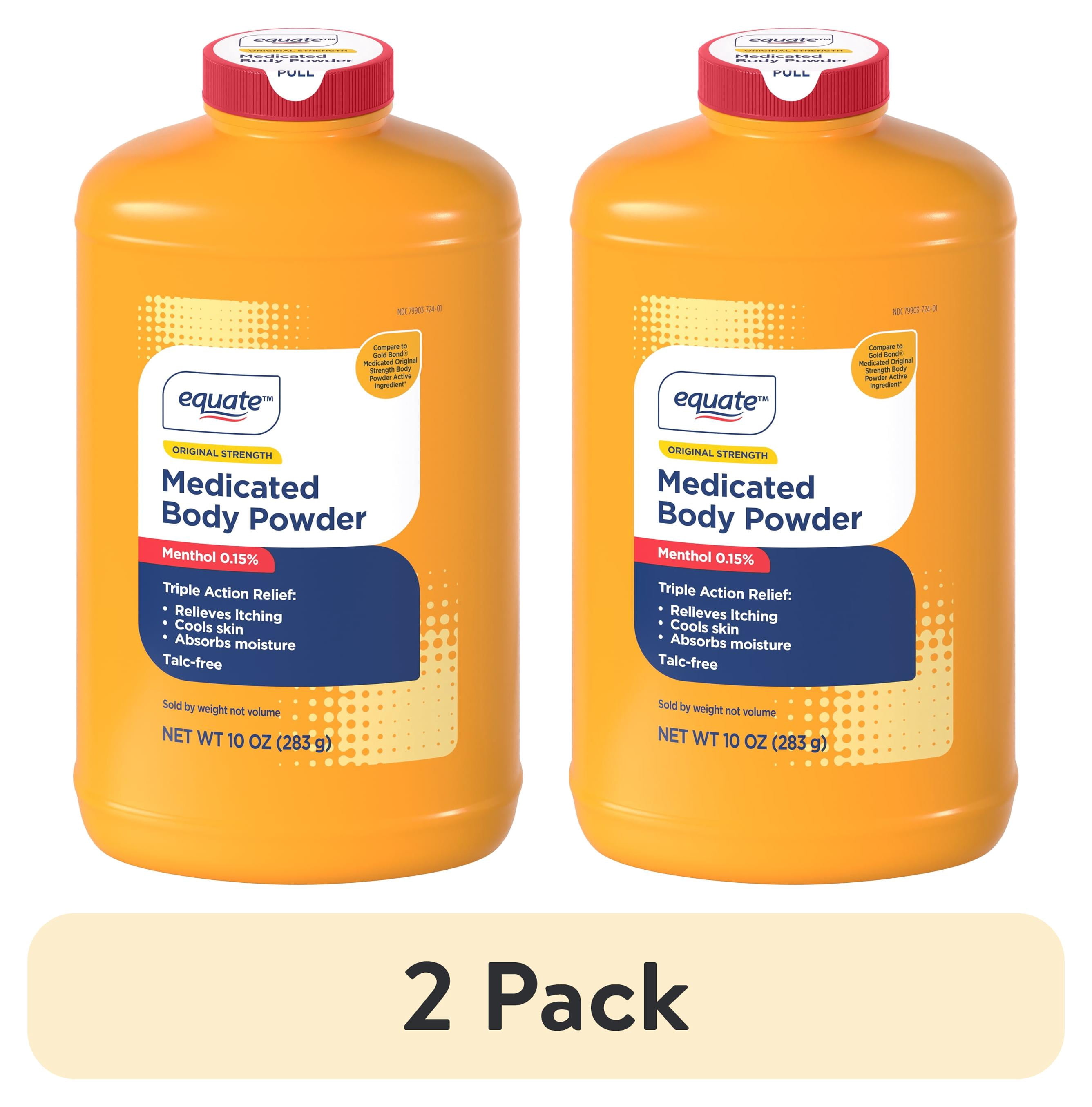 (2 pack) Equate Medicated Body Powder, Unscented, 10 oz, Compare to Gold Bond® Medicated Body Powder Active Ingredient
