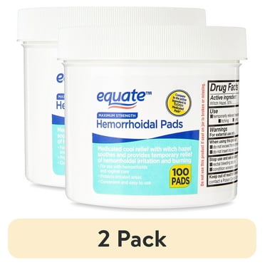 (2 pack) Equate Medicated Cool Relief Hemorrhoidal Pads, 100 Count