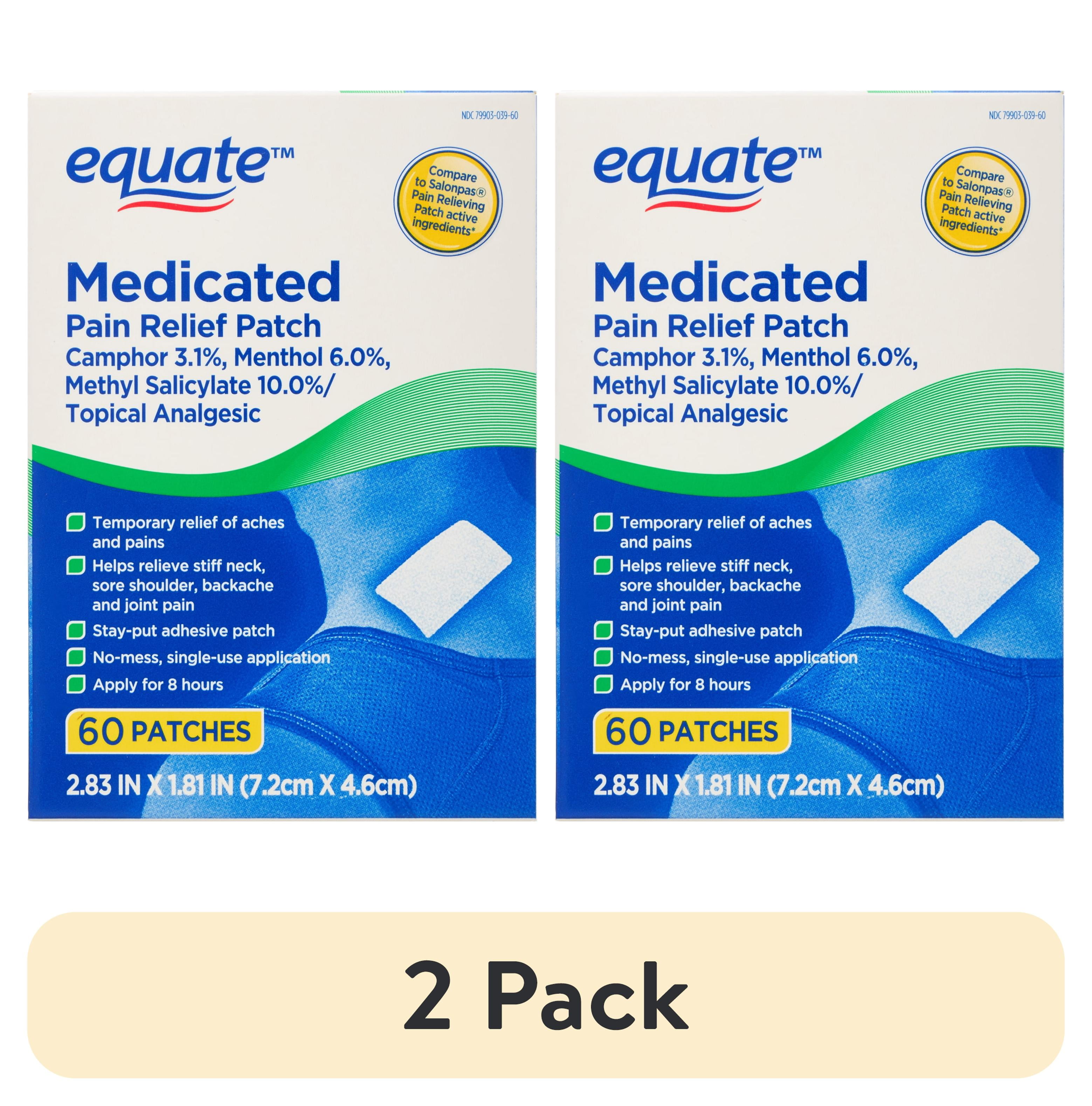 (2 pack) Equate Medicated Pain Relief Patch, 60 Count, Compare to Salonpas® Pain Relieving Patch Active Ingredients