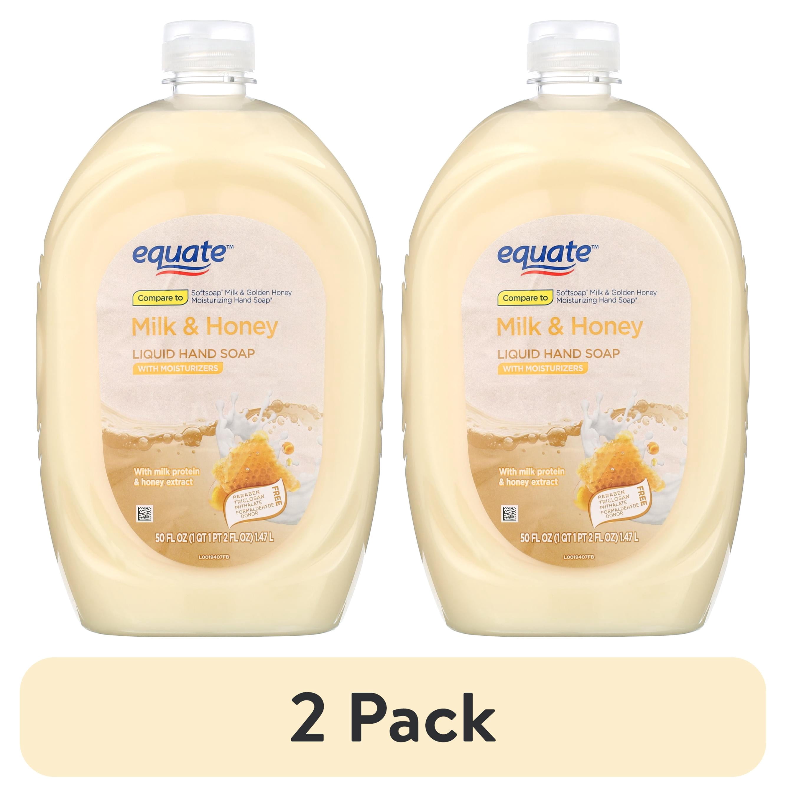 (2 pack) Equate Milk and Honey Liquid Hand Soap, 50 fl oz
