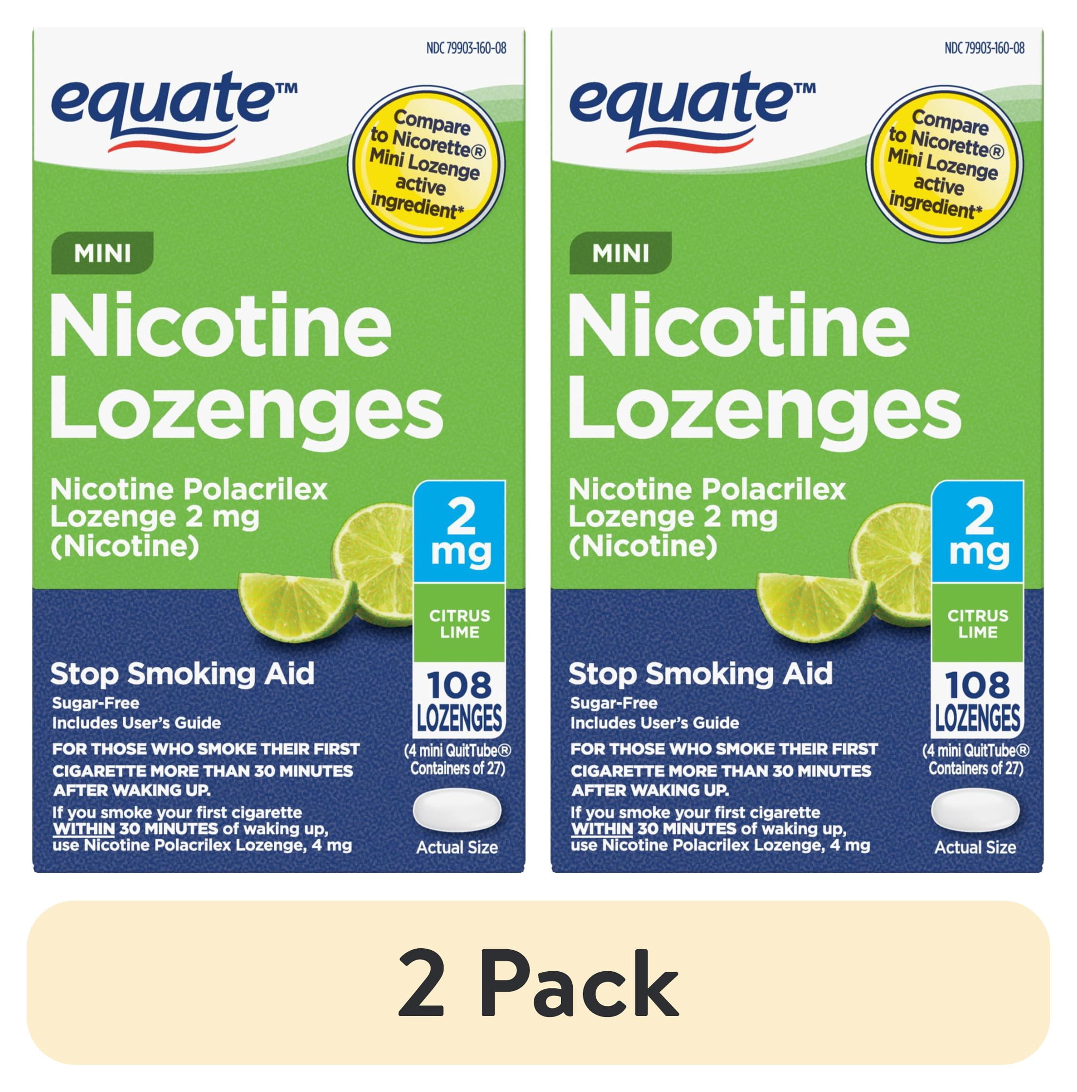 (2 pack) Equate Mini Nicotine Lozenge  2 mg, Stop Smoking Aid, Citrus Flavor, 108 Count