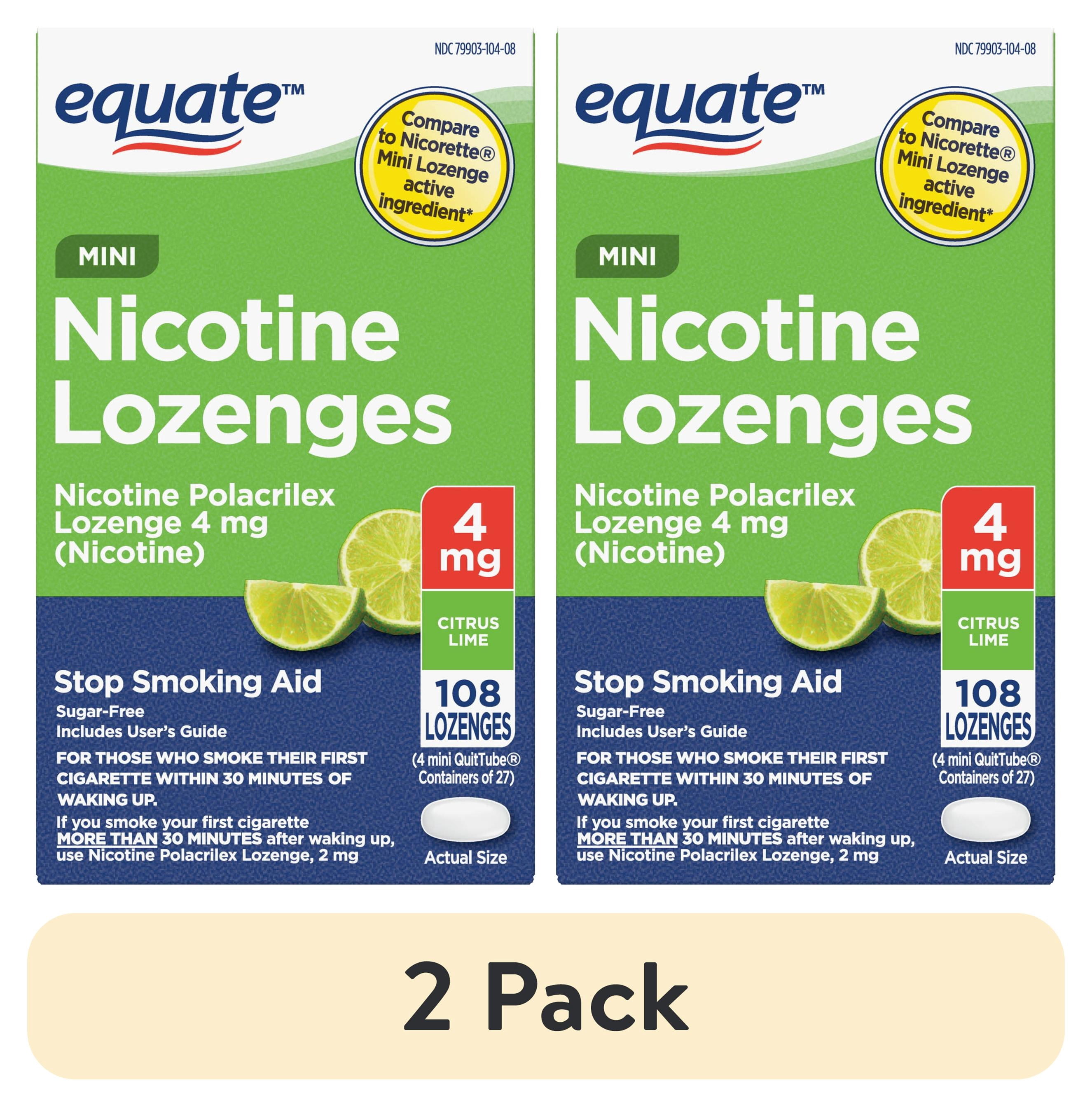 (2 pack) Equate Mini Nicotine Lozenge 4 mg, Stop Smoking Aid, Citrus Flavor, 108 Count