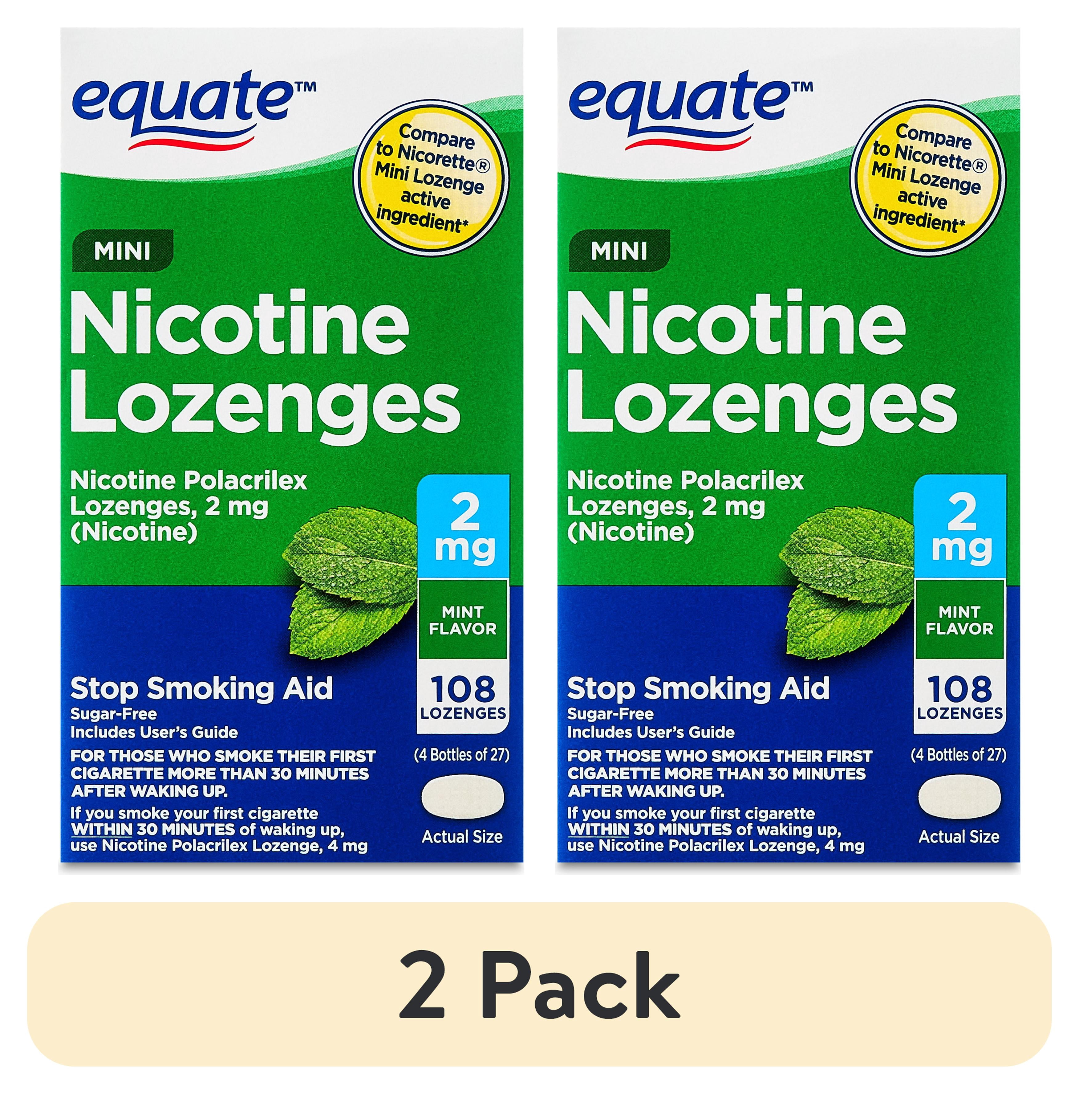 (2 pack) Equate Mini Nicotine Lozenges 2 mg, Mint Flavor, 108 Count – Stop Smoking Aid, Compare to Nicorette®