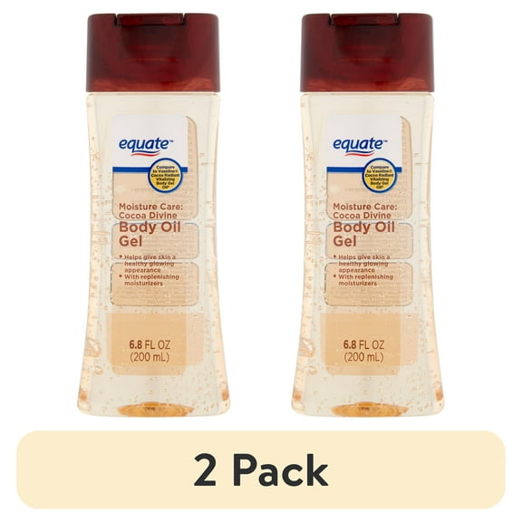 (2 pack) Equate Moisture Care Cocoa Divine Body Oil Gel, 6.8 fl oz, Compare to VaselineĀ® Cocoa Radiant Vitalizing Body Gel Oil for Glowing Skin