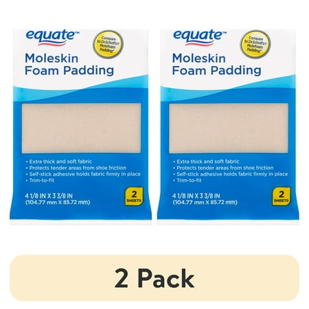 (2 pack) Equate Moleskin Foam Padding, 2 Sheets