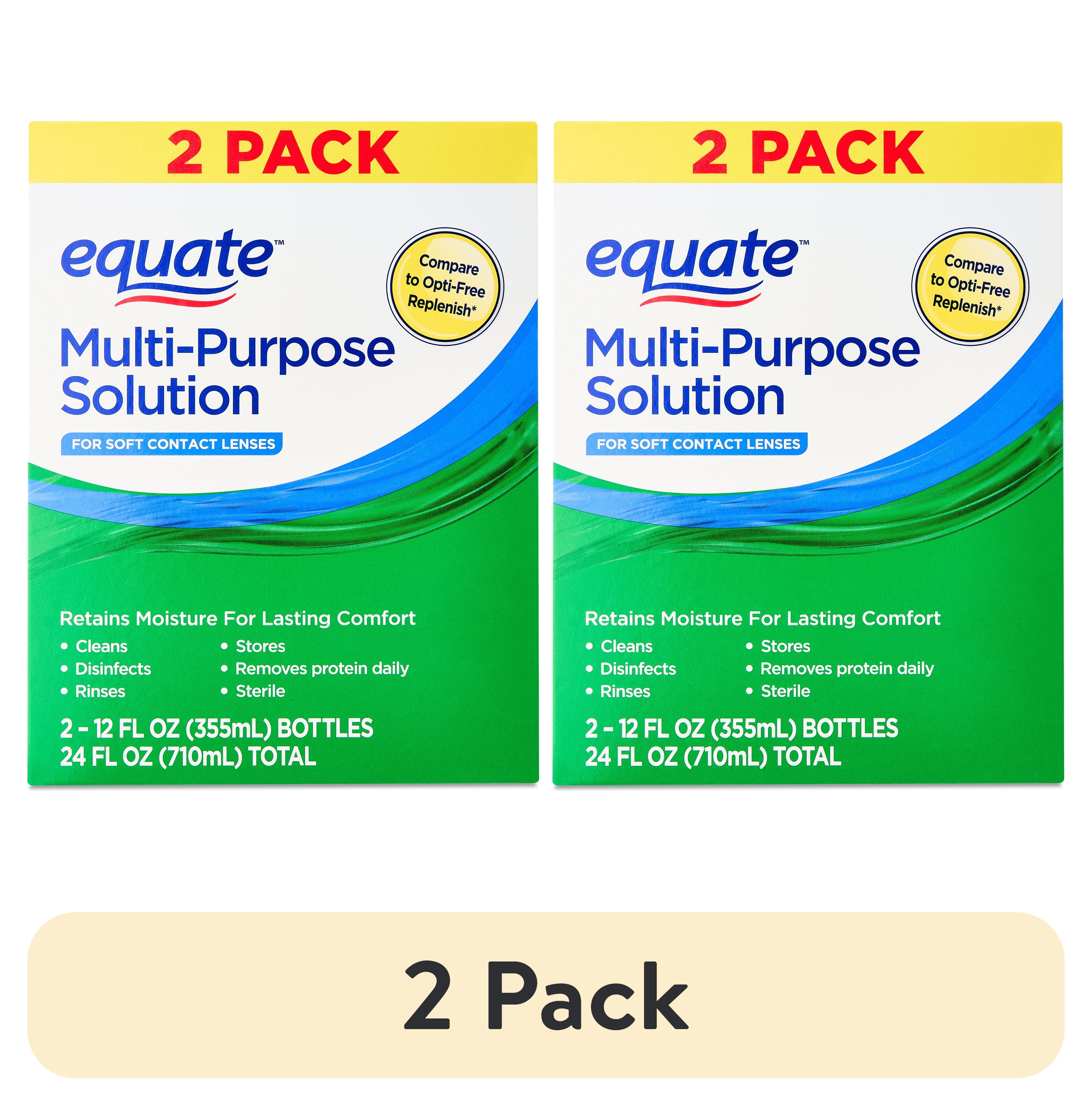 (2 pack) Equate Multi-Purpose Solution for Soft Contact Lenses, 24 fl oz (2x12 fl oz), Compare to Opti-Free Replenish