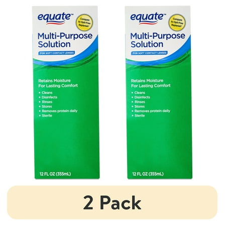 (2 pack) Equate Multi-Purpose Solution for Soft Contact Lenses, 12 fl oz, Compare to Opti-Free Replenish