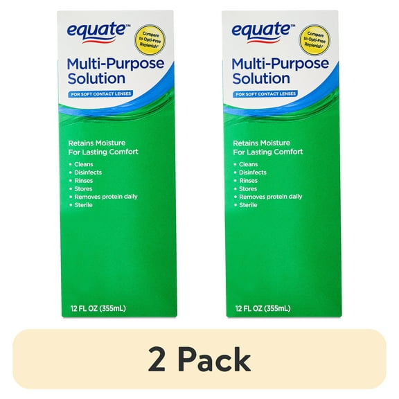 (2 pack) Equate Multi-Purpose Solution for Soft Contact Lenses, 12 fl oz, Compare to Opti-Free Replenish
