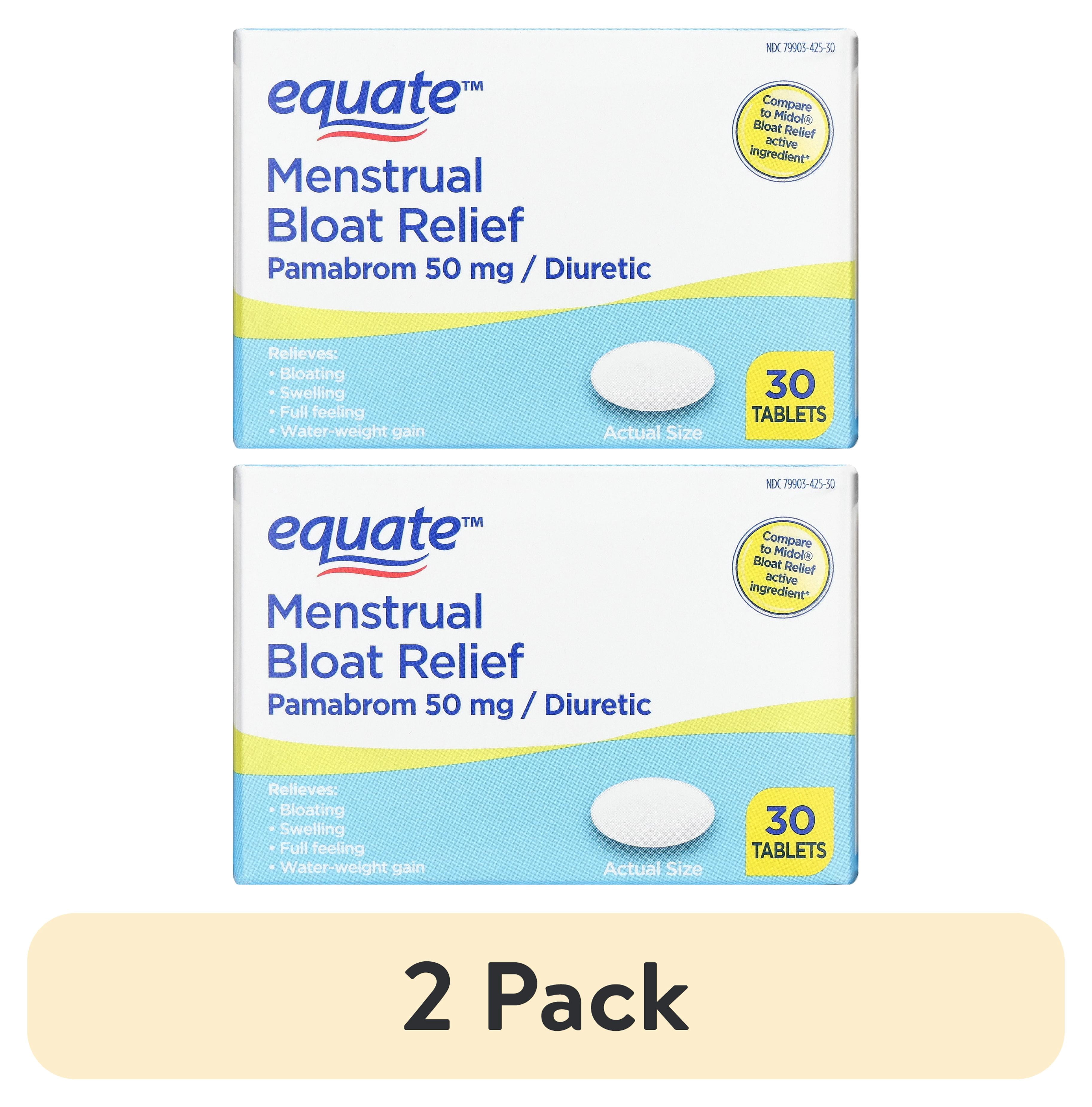 (2 pack) Equate Multi-Symptom Menstrual Bloat Caplets, 30 Count, Compare to Midol® Bloat Active Ingredients