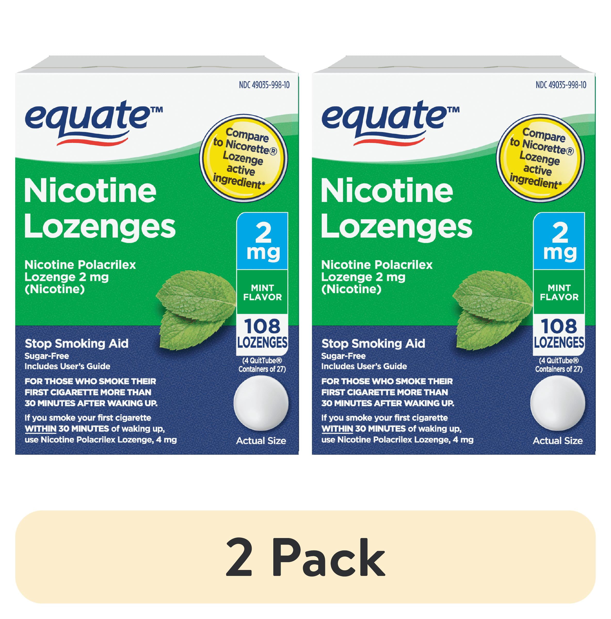 (2 pack) Equate Nicotine Polacrilex Lozenge 2 mg, Mint Flavor, Stop ...