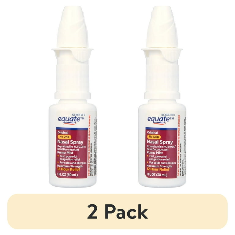 2 pack) Equate Original No Drip Nasal Spray Oxymetazoline