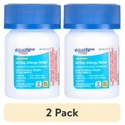 (2 pack) Equate Non-Drowsy All Day Allergy Relief Loratadine 10 mg Tablets Antihistamine, 60 Count, Compare to Claritin® 24 Hour Active Ingredient