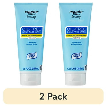 (2 pack) Equate Oil-Free Daily Face Wash with 2% Salicylic Acid for Acne Care, 6.5 fl oz, Compare t o Clearasil® Active Ingredient
