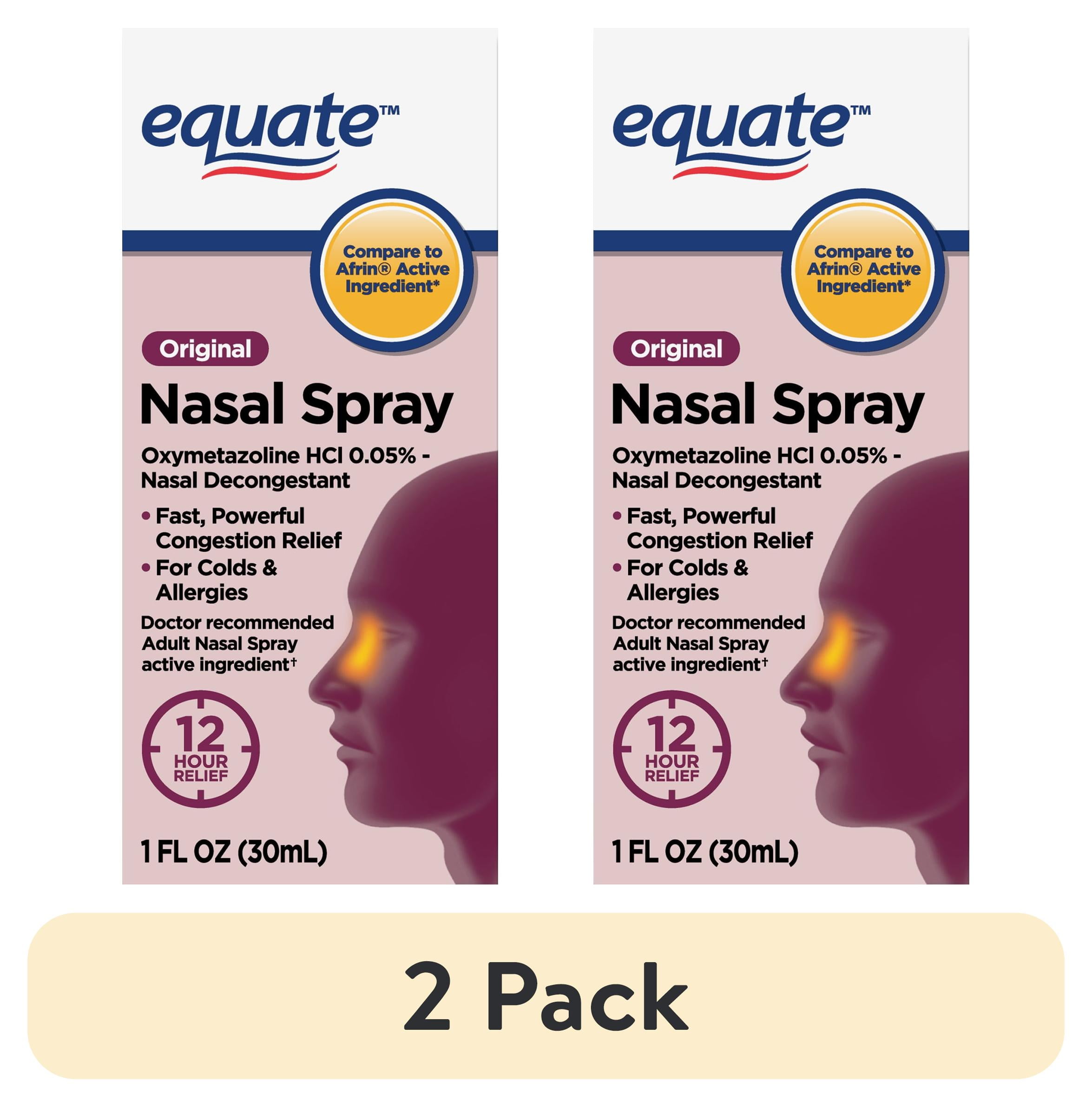 (2 pack) Equate Original 12 Hour Nasal Spray, Max Strength, 1 FL OZ