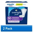 thumbnail image 1 of (2 pack) (2 pack) Equate Women's Overnight Incontinence Pads, Ultimate Absorbency (60 Count), Compare to Tena®, 1 of 11