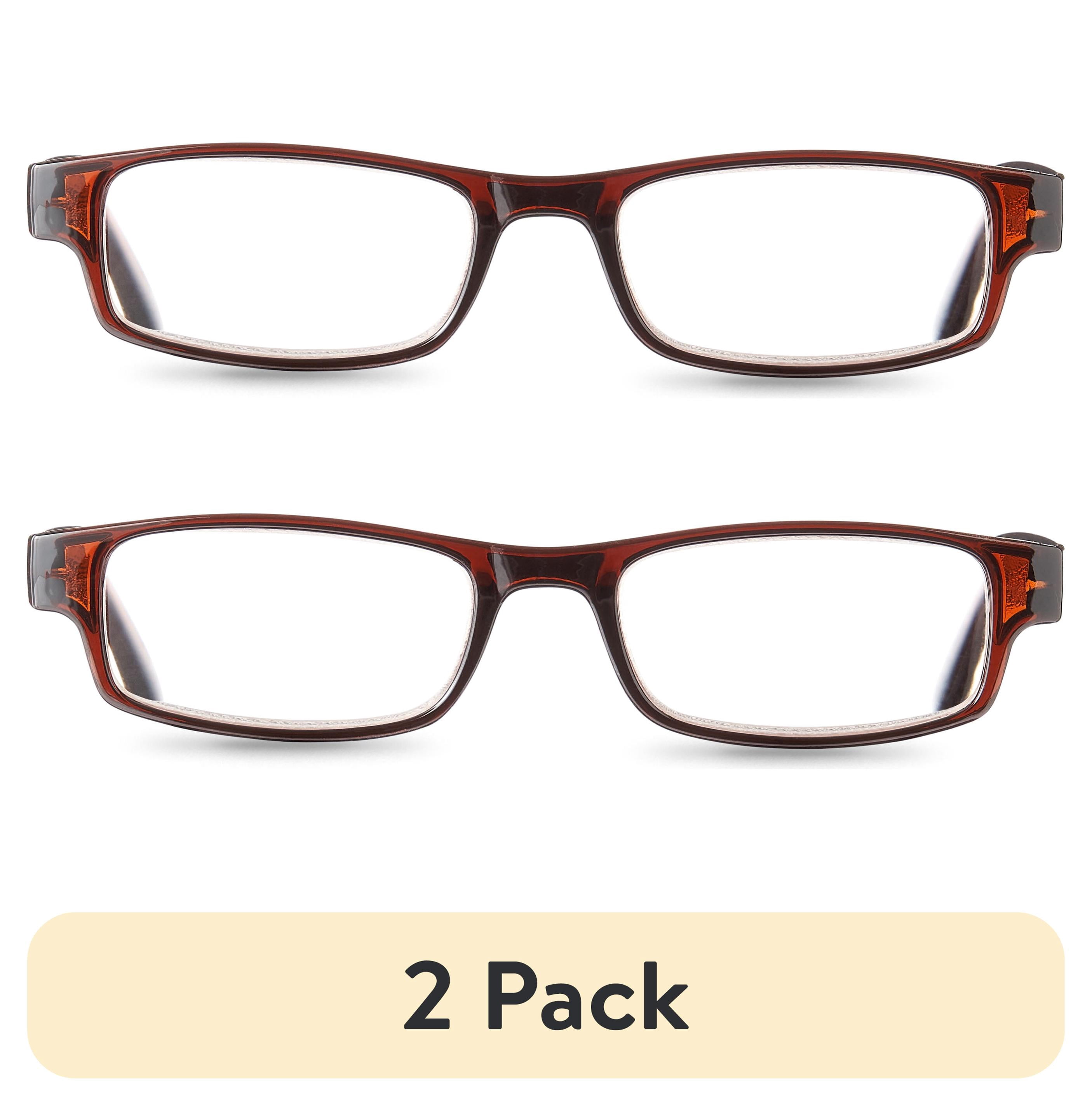 (2 pack) Equate Phoenix Value 2-Pack Unisex Rectangular Reading Glasses with Case, +2.00