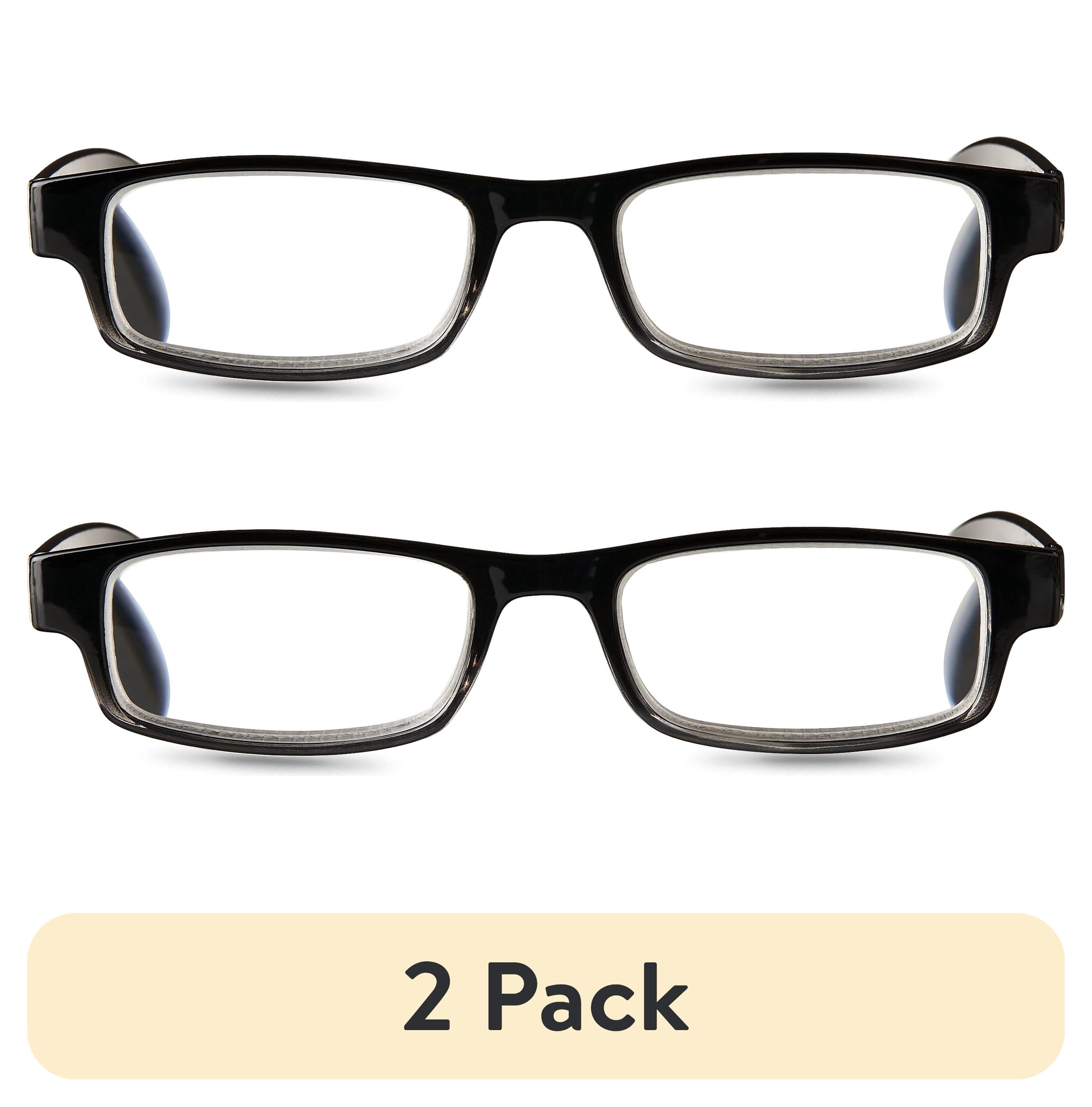 (2 pack) Equate Unisex Phoenix Rectangular Reading Glasses with Case, Gradient Black/Brown, +3.25, 2 Pack