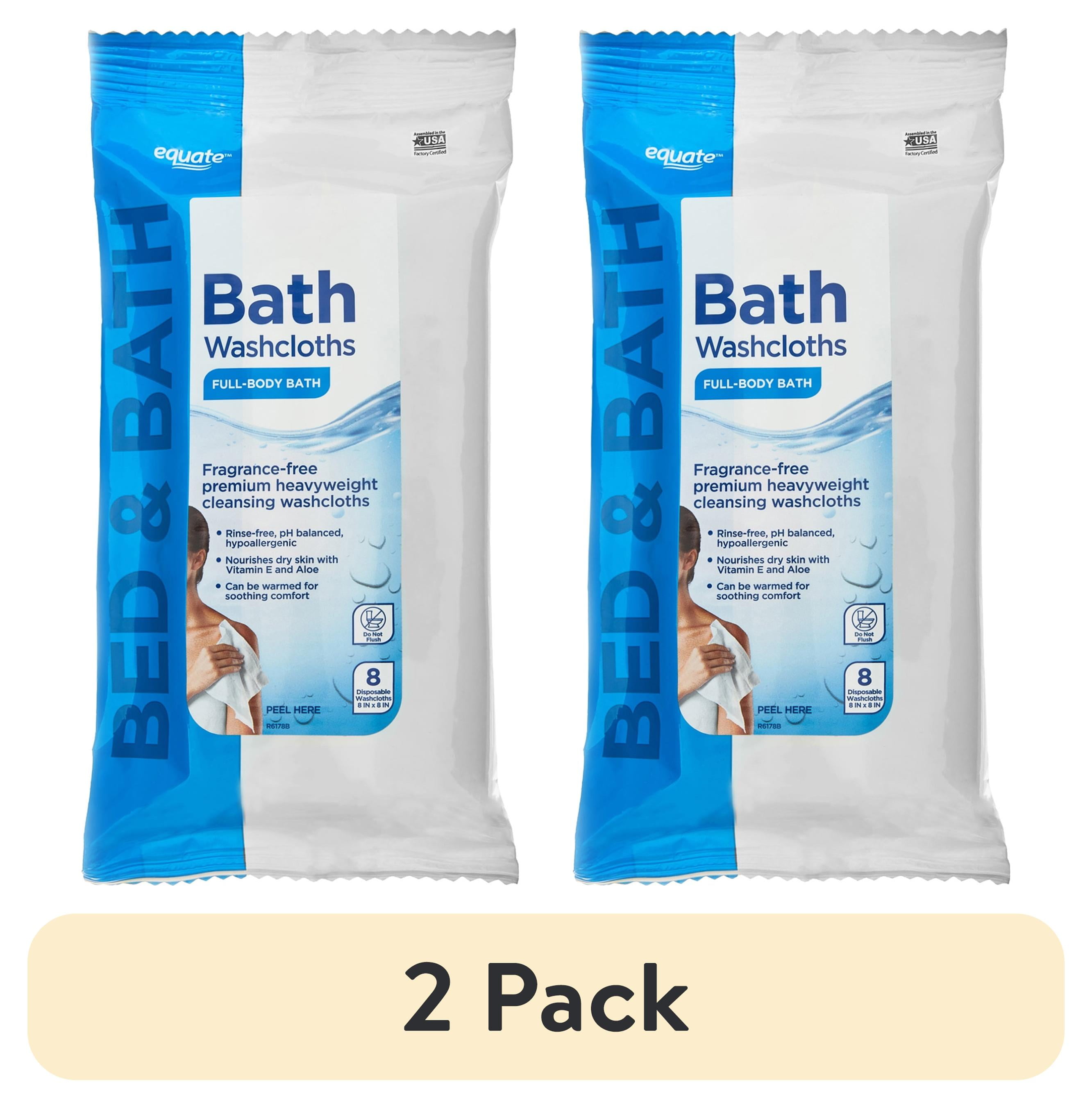 (2 pack) Equate Premium Heavyweight Bath Washcloths, Fragrance-Free, 8 Count – 8 x 8 Inches
