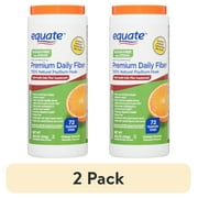 2 pack Equate Premium Sugar Free Daily Fiber Supplement Orange Flavor Powder, 14.6 oz, Compare to Metamucil  Premium Blend Fiber Content
