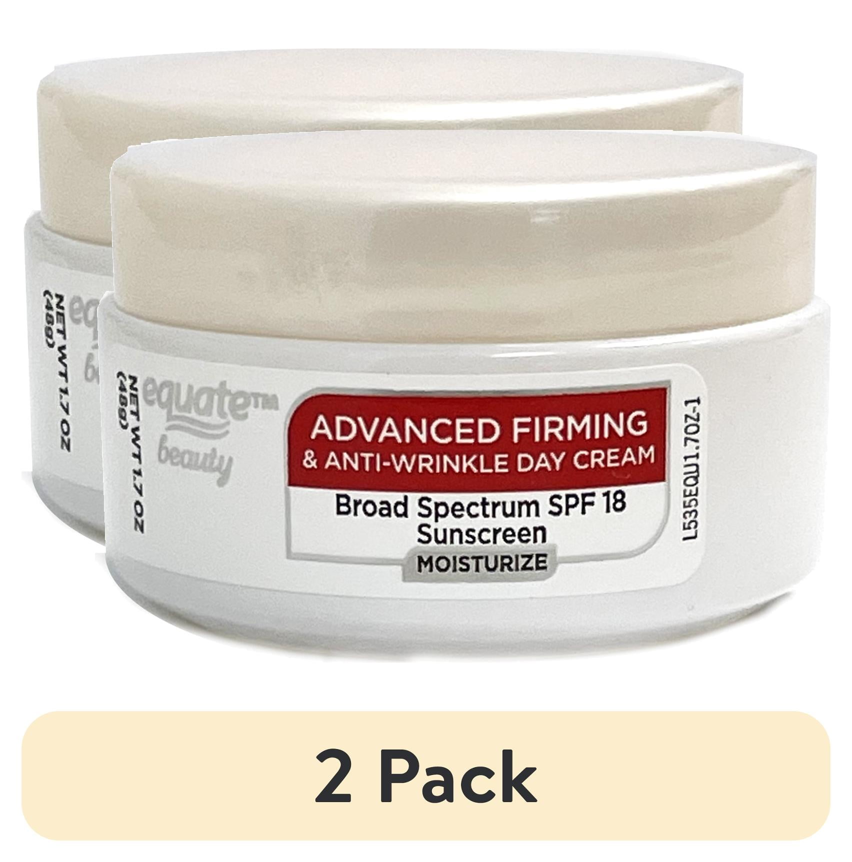 (2 pack) Equate Advanced Firming & Anti-Wrinkle Day Cream with SPF 18 Sunscreen for Face Care, 1.7 oz