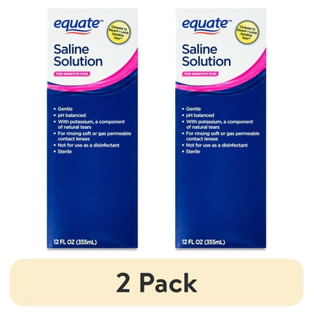 (2 pack) Equate Saline Solution for Sensitive Eyes, 12 fl oz, Compare to Bausch + Lomb Sensitive Eyes