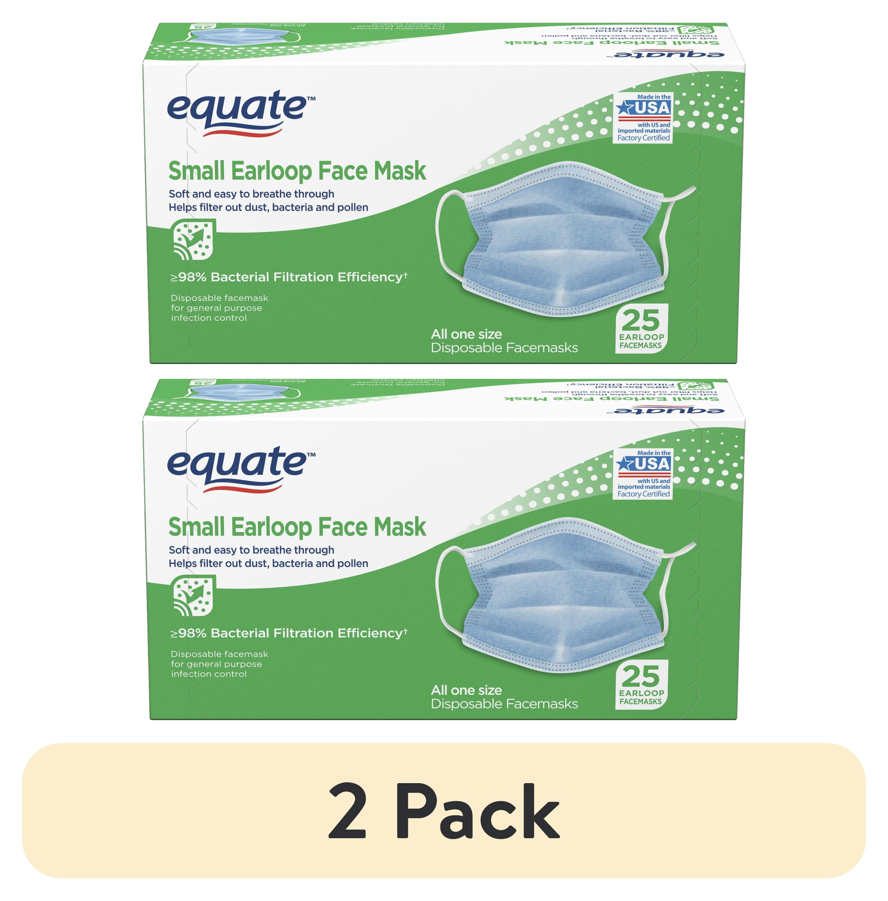 (2 pack) Equate Small EarLoop Face Mask, 25 Count