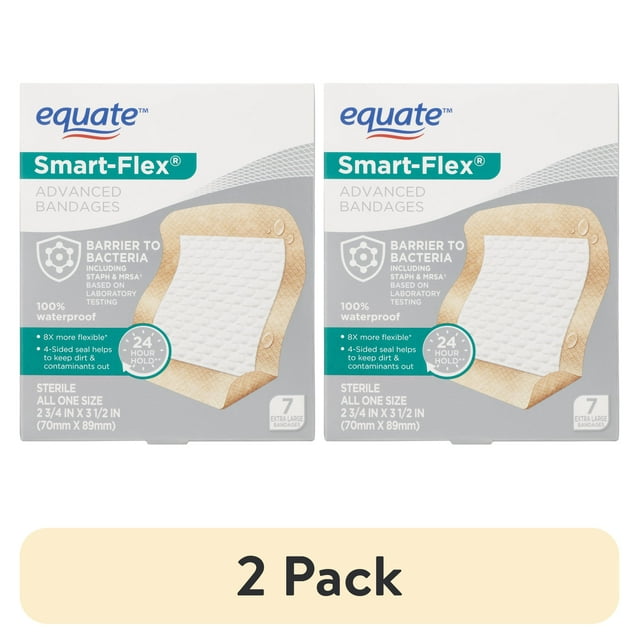 (2 pack) Equate Smart-Flex Advanced Adhesive Bandages Flexible, 7 Ct