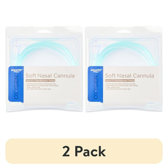 (2 pack) Equate Soft Nasal Oxygen Cannula with 6 ft Kink-Resistant Tubing, 1 Count