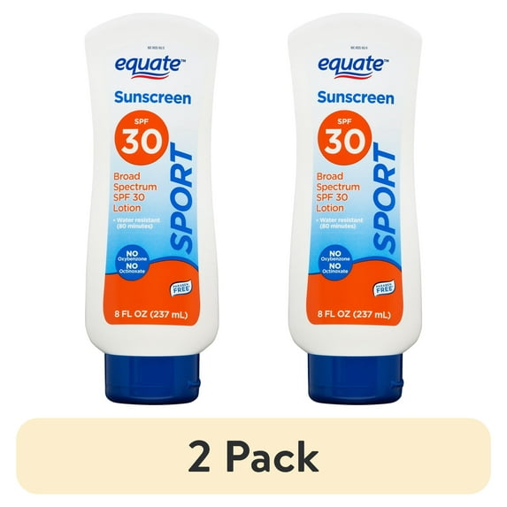 (2 pack) Equate Sport Broad Spectrum Sunscreen Lotion, SPF 30, 8 fl oz