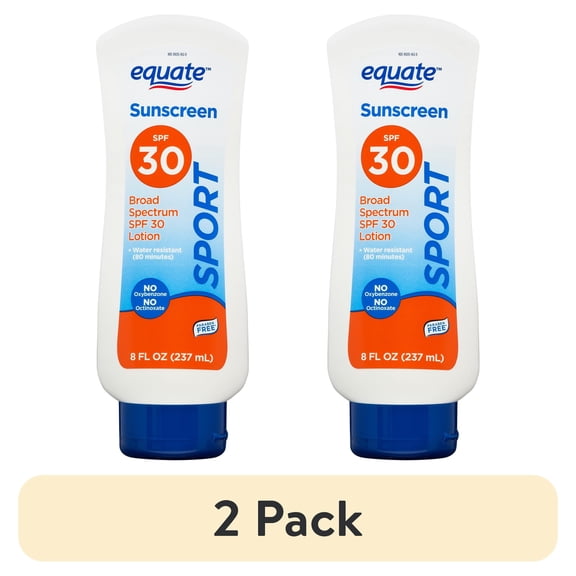 (2 pack) Equate Water-Resistant Paraben-Free Mineral Sunscreen Lotion With Homosalate, SPF 30, Unscented, 1 Count (1 Pack)