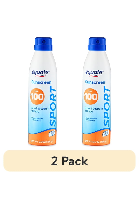 (2 pack) Equate Sport Broad Spectrum Sunscreen, SPF 100, 5.5 oz