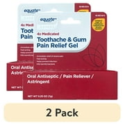 (2 pack) Equate 4X Medicated Toothache & Gum Pain Relief Gel for Oral Pain, 0.25 oz, Compare to Orajel™ 4X Medicated Toothache and Gum Gel Active Ingredients