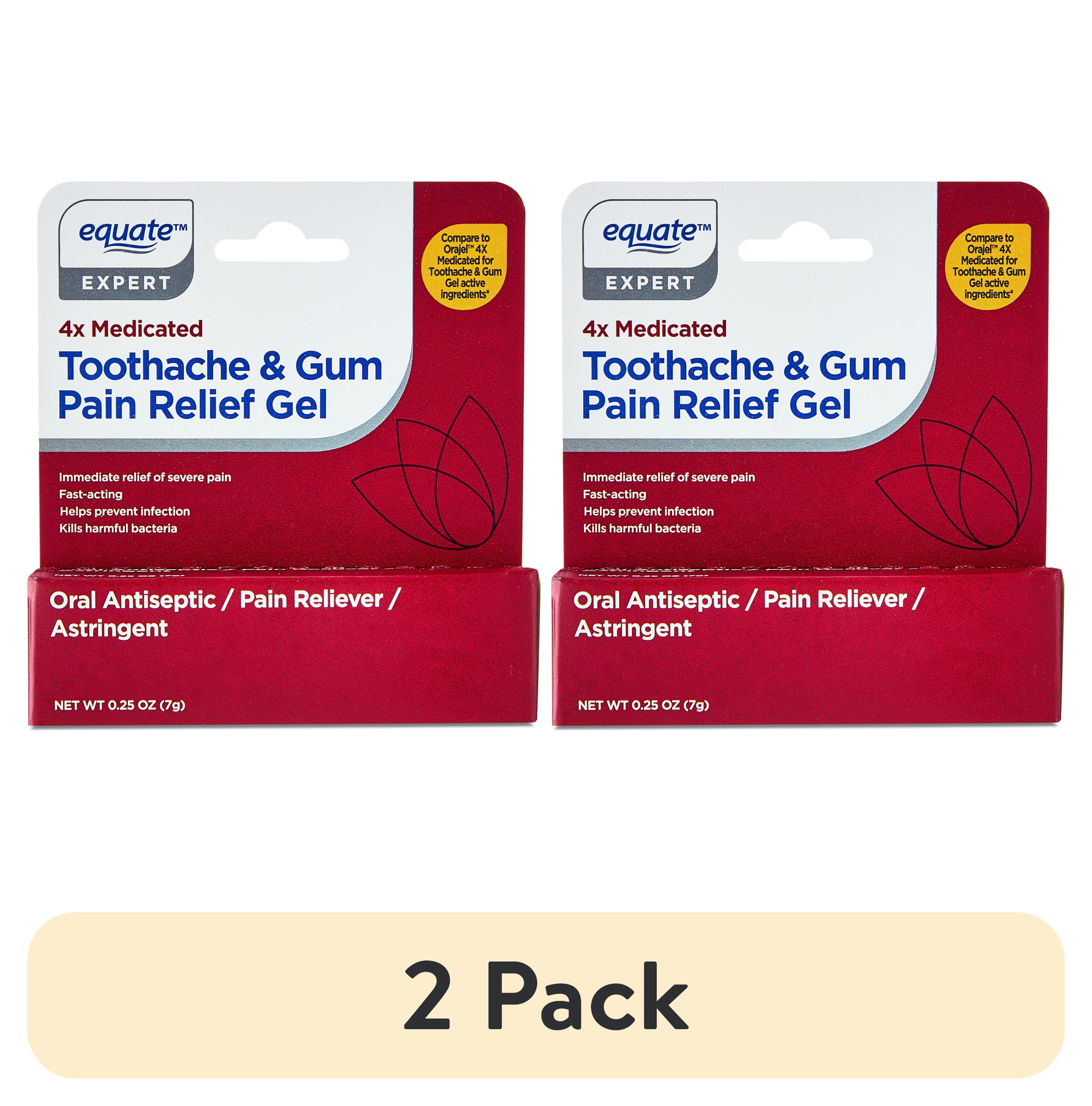 (2 pack) Equate 4X Medicated Toothache & Gum Pain Relief Gel for Oral Pain, 0.25 oz, Compare to Orajel 4X Medicated Toothache and Gum Gel Active Ingredients