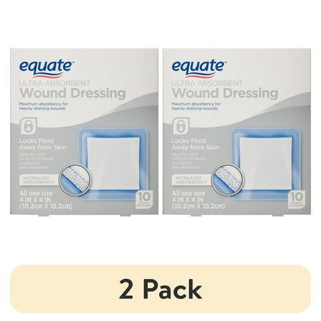 (2 pack) Equate Disposable First Aid Gauze Pads Variety Pack with 10 Sterile Dressings, 0.86" x 4" 10 Count, 1 Pack