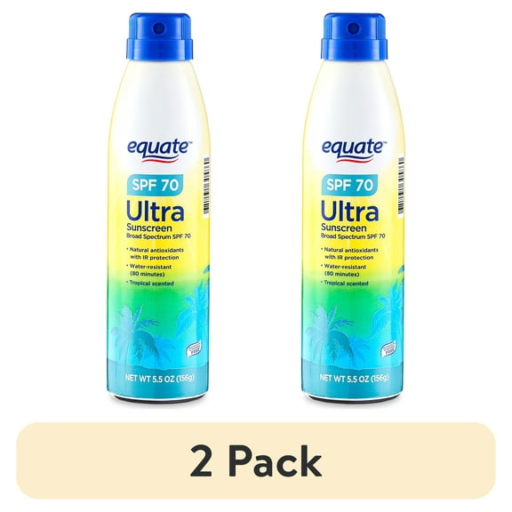 (2 pack) Equate Ultra Broad Spectrum Sunscreen Spray, SPF 70, 5.5 oz