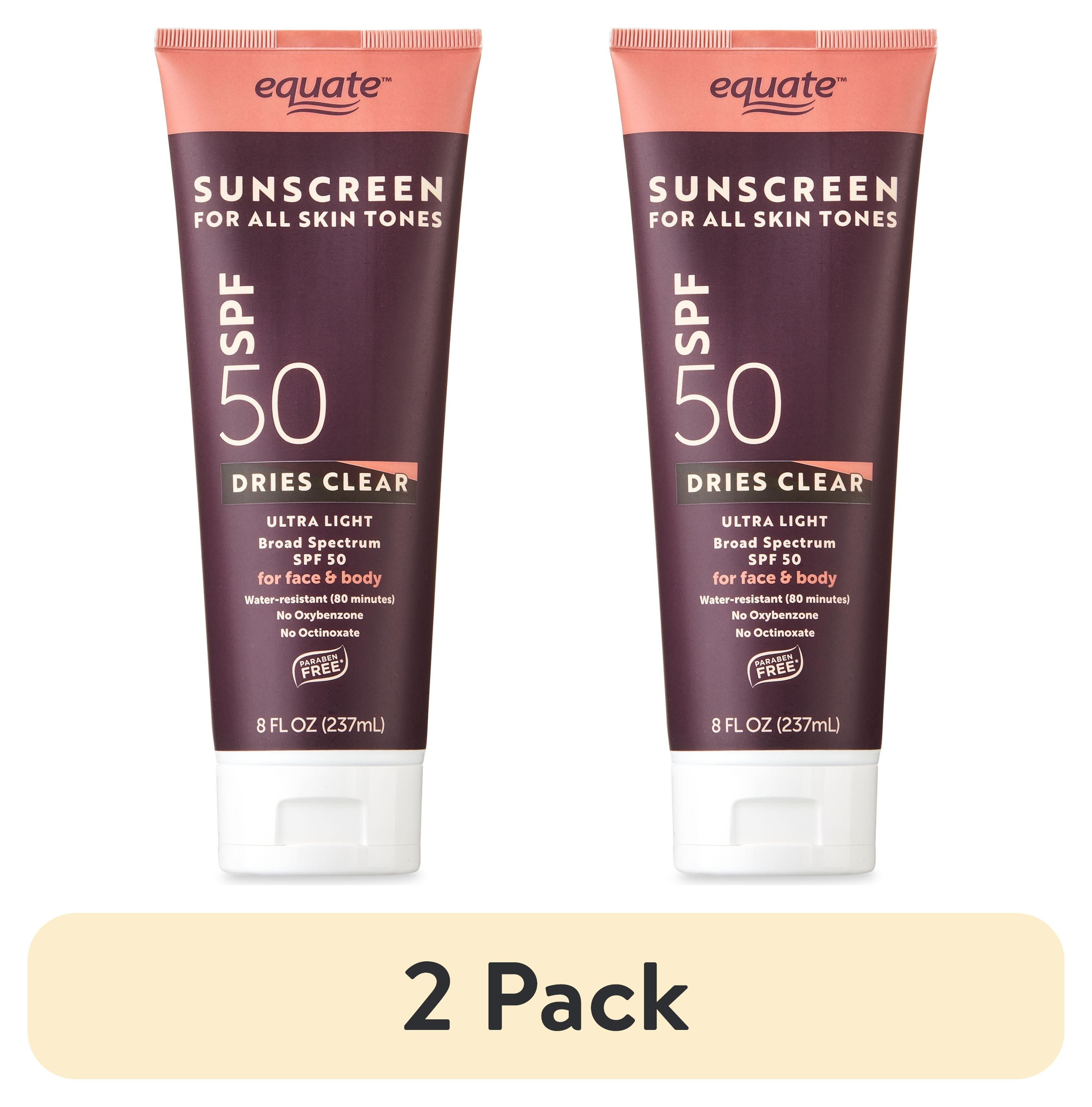 (2 pack) Equate Ultra Light Broad Spectrum Sunscreen Lotion for All Skin Tones, SPF 50, 8 fl oz