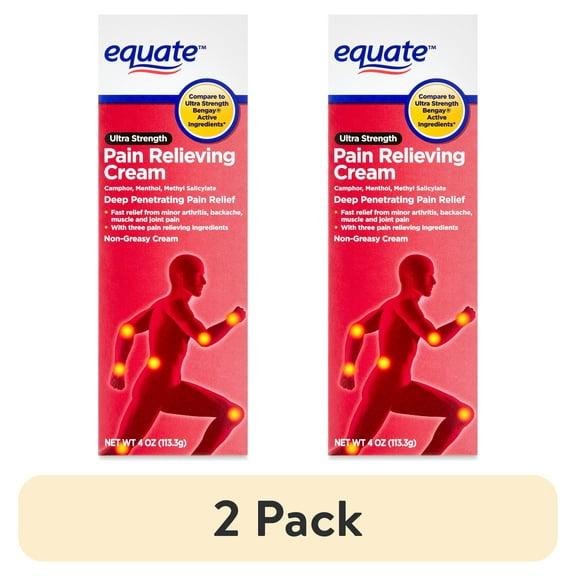 (2 pack) Equate Ultra Strength Pain Relieving Cream, 4 oz, Compare to Ultra Strength Bengay Active Ingredients
