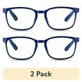 thumbnail image 1 of (2 pack) Equate Unisex Pike Bluelight Rectangular Reading Glasses with Case, Dark Grey Blue, +1.50, 1 of 16