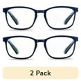 thumbnail image 1 of (2 pack) Equate Unisex Pike Bluelight Rectangular Reading Glasses with Case, Dark Grey Blue, +2.50, 1 of 17