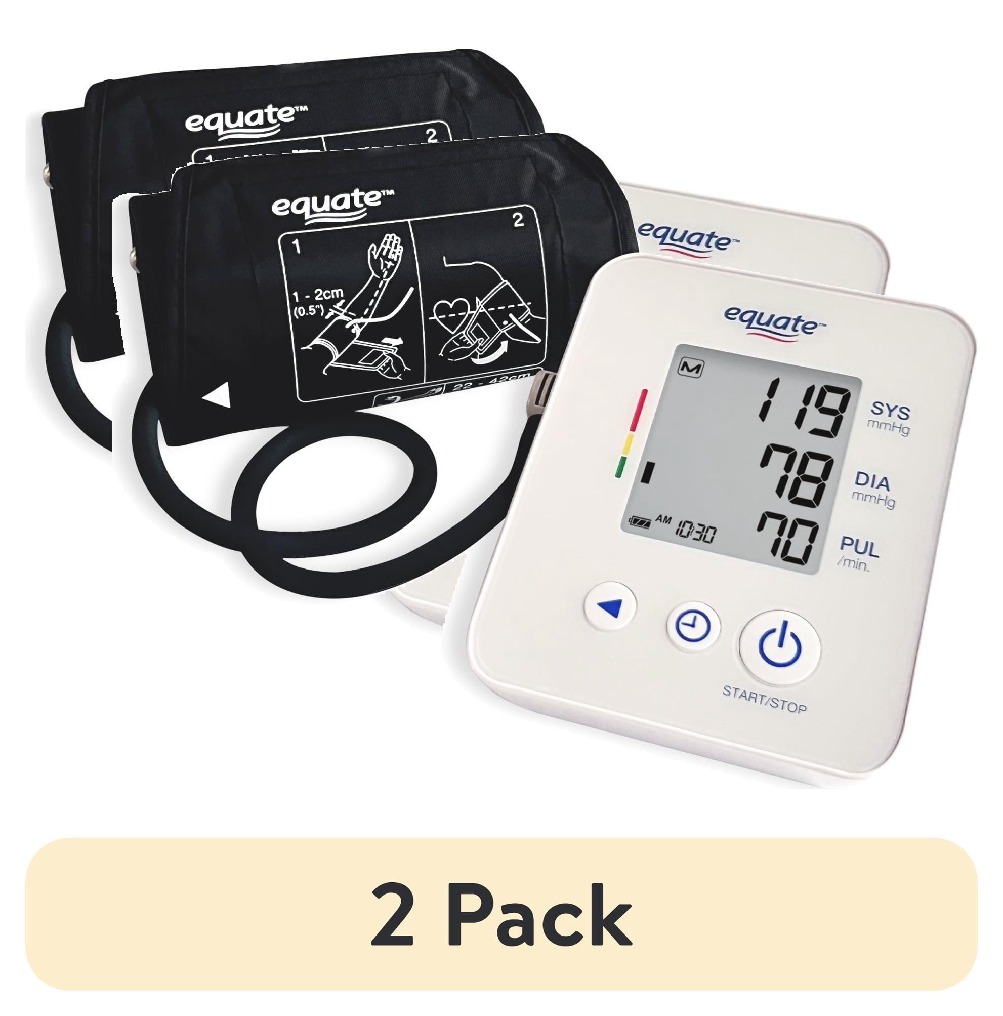 (2 pack) Equate Upper Arm Blood Pressure Monitor with Wide Range Cuff – Irregular Heartbeat Detection