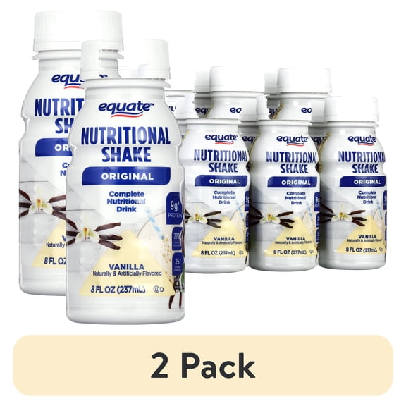 (2 pack) Equate Vanilla Original Nutritional Shake, 8 FL OZ, 6 Count