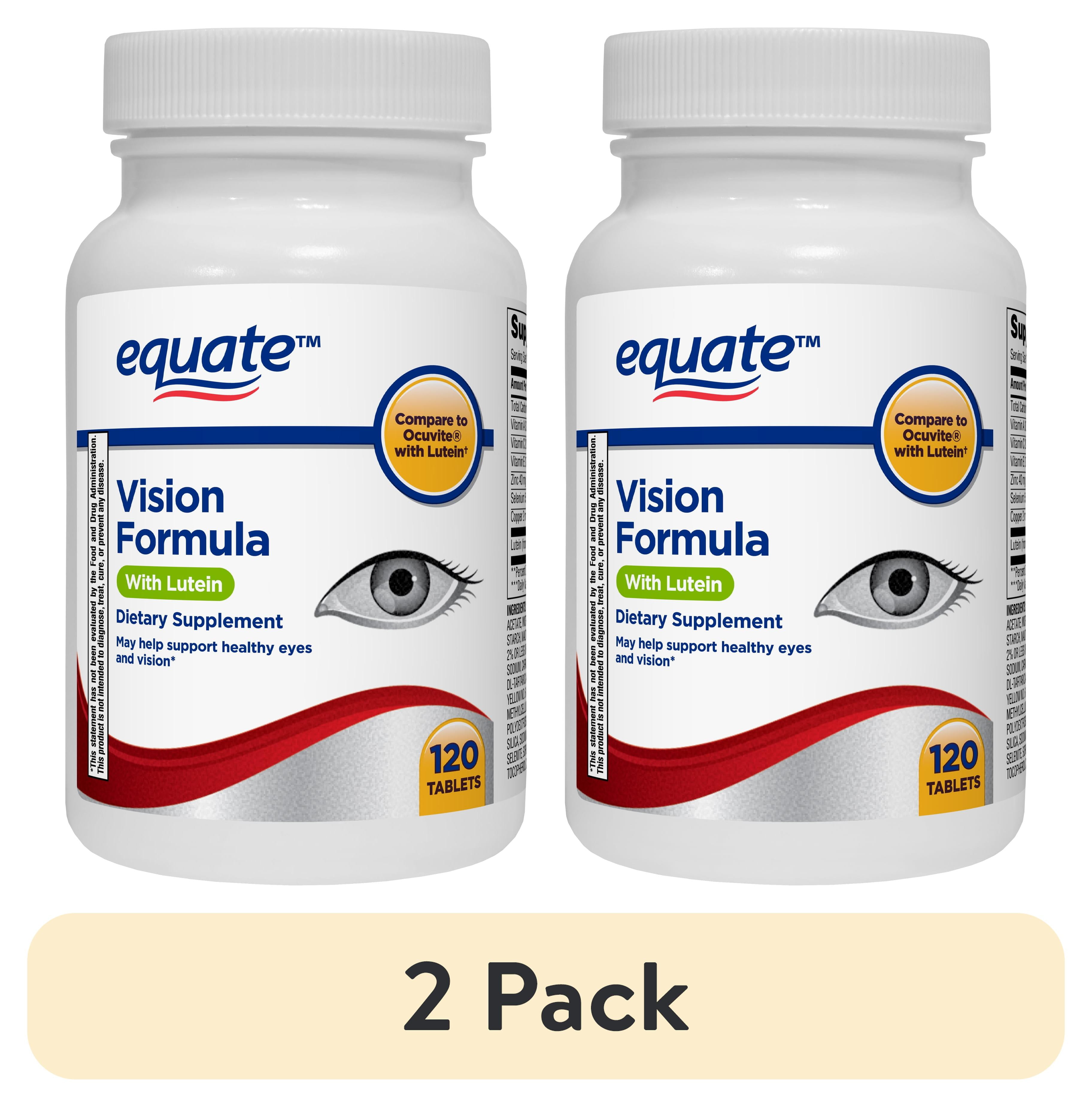 (2 pack) Equate Vision Formula with Lutein Tablets Dietary Supplement, 120 Count, Compare to Ocuvite with Lutein